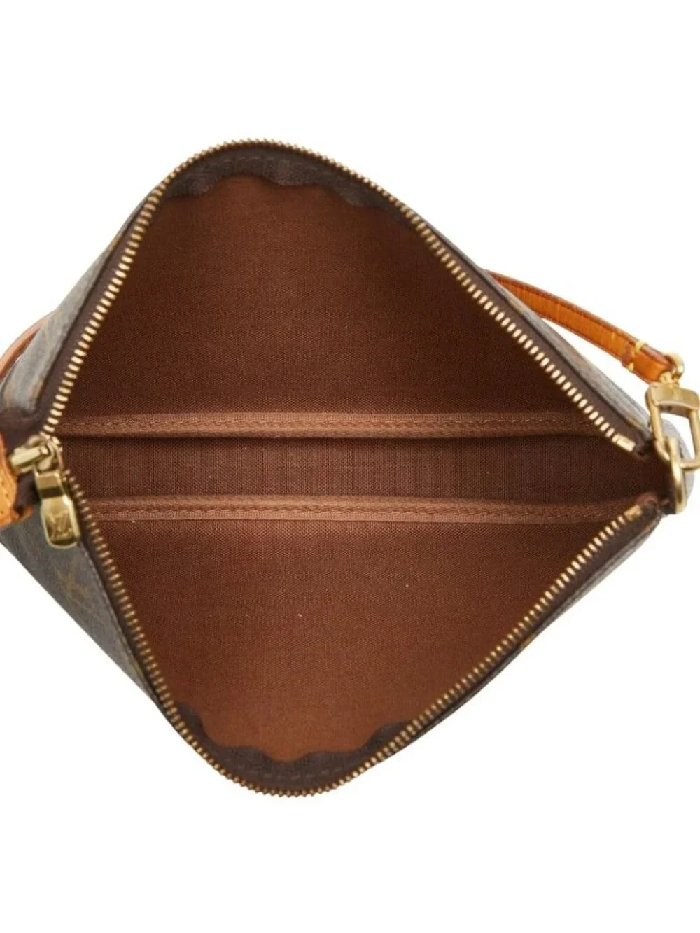 Louis Vuitton Monogram Pochette Handbag Pouch Brown Leather